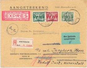 R-Brief aus Amsterdam nach Jungborn, 6.2.42 "der Zollstelle vorführen" ABP Köln