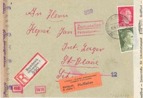 R-Brief aus Heyderbreck nach St. Blaise, 7.6.43 geprüft bei der ABP München