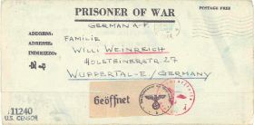 Kriegsgefangenenbrief aus Nebraska nach Wuppertal, 22.8.44 geprüft in Berlin