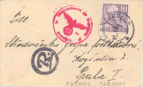 "Damenbriefchen" aus Rasunda nach Prag, 12.12.41 "R" ungeklärtes Prüfmerkmal
